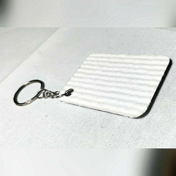 NEW Handmade Keychain Bag Tag! Italian Textured Wood. "I LOVE My Bag" Wood Heart - Picture 6 of 8